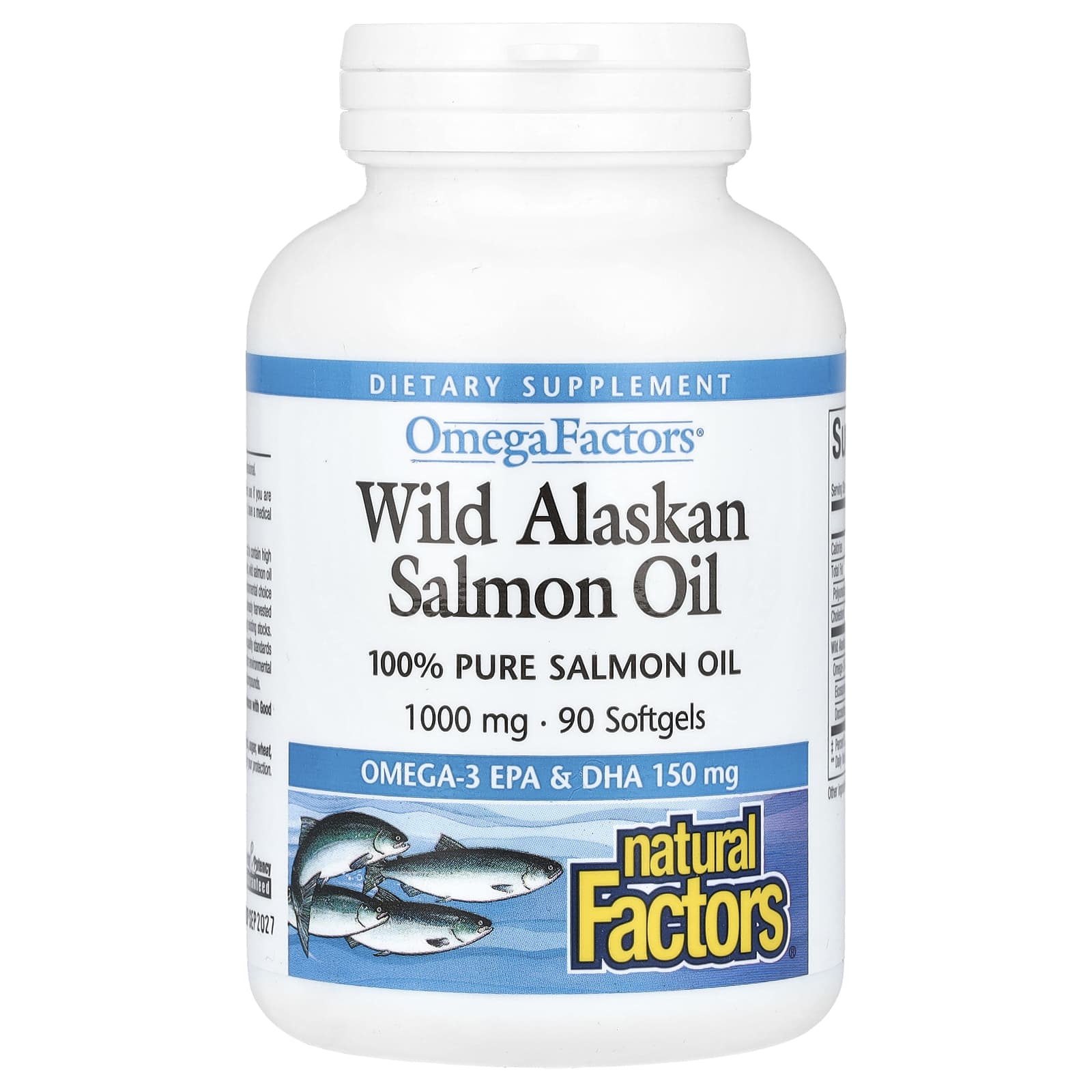 Масло Natural Factors OmegaFactors Wild Alaskan Salmon, 1000 мг, 90 мягких капсул