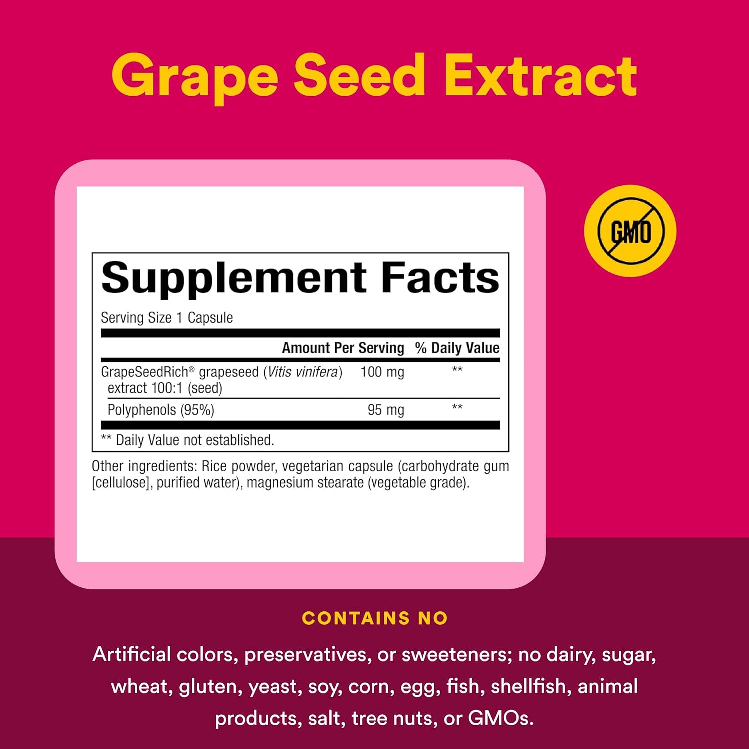 Экстракт виноградных косточек Natural Factors GrapeSeedRich, 100 мг, 60 растительных капсул — фото 3