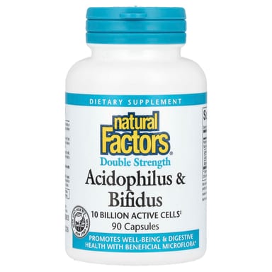 Пробиотик ацидофилус Natural Factors & Bifidus, 10 млрд КОЕ, 90 капсул