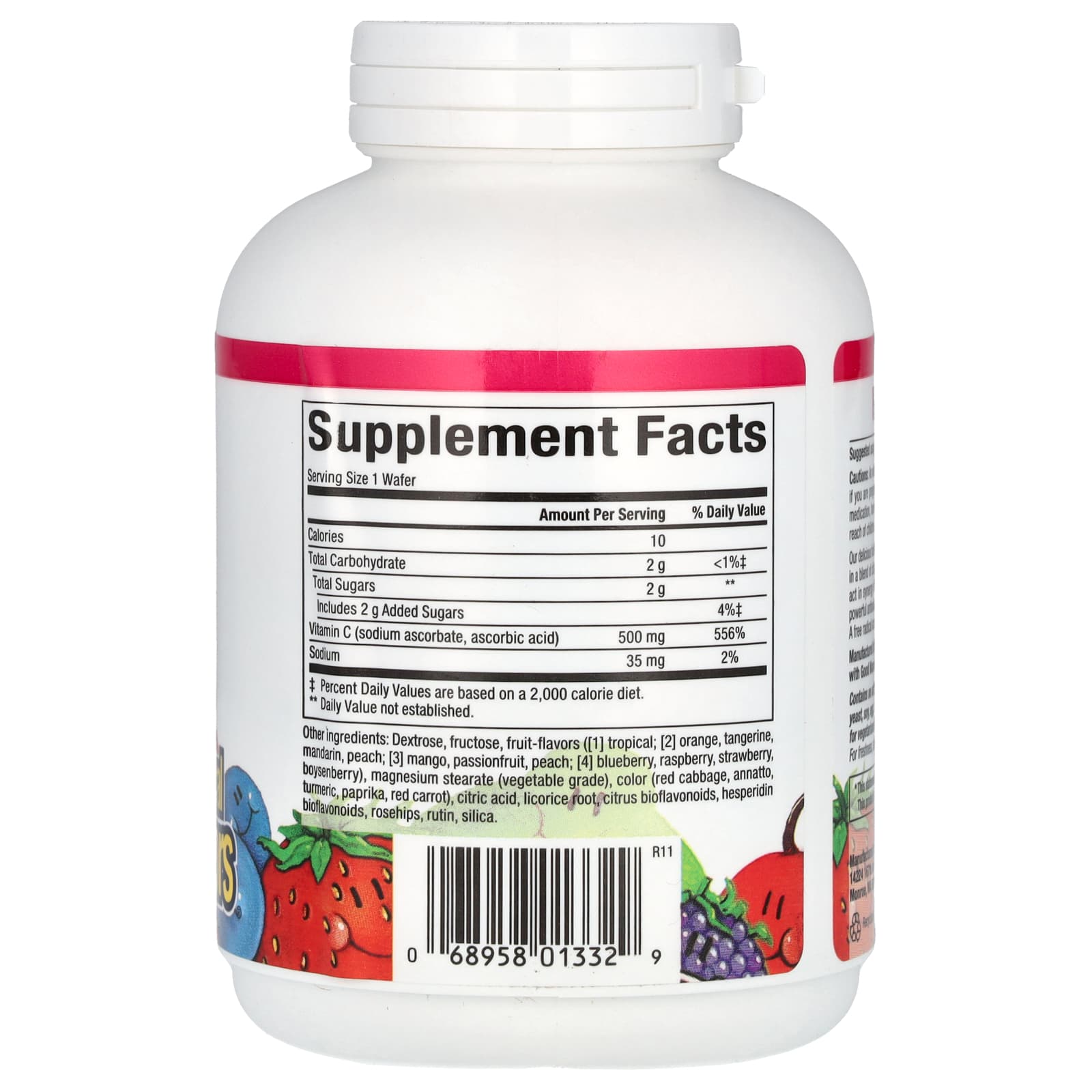 Витамин C Natural Factors Fruit-Flavor Chew Four Mixed Fruit, оттенок 90 Chewable Wafers, 500 мг, жевательные добавки — фото 2