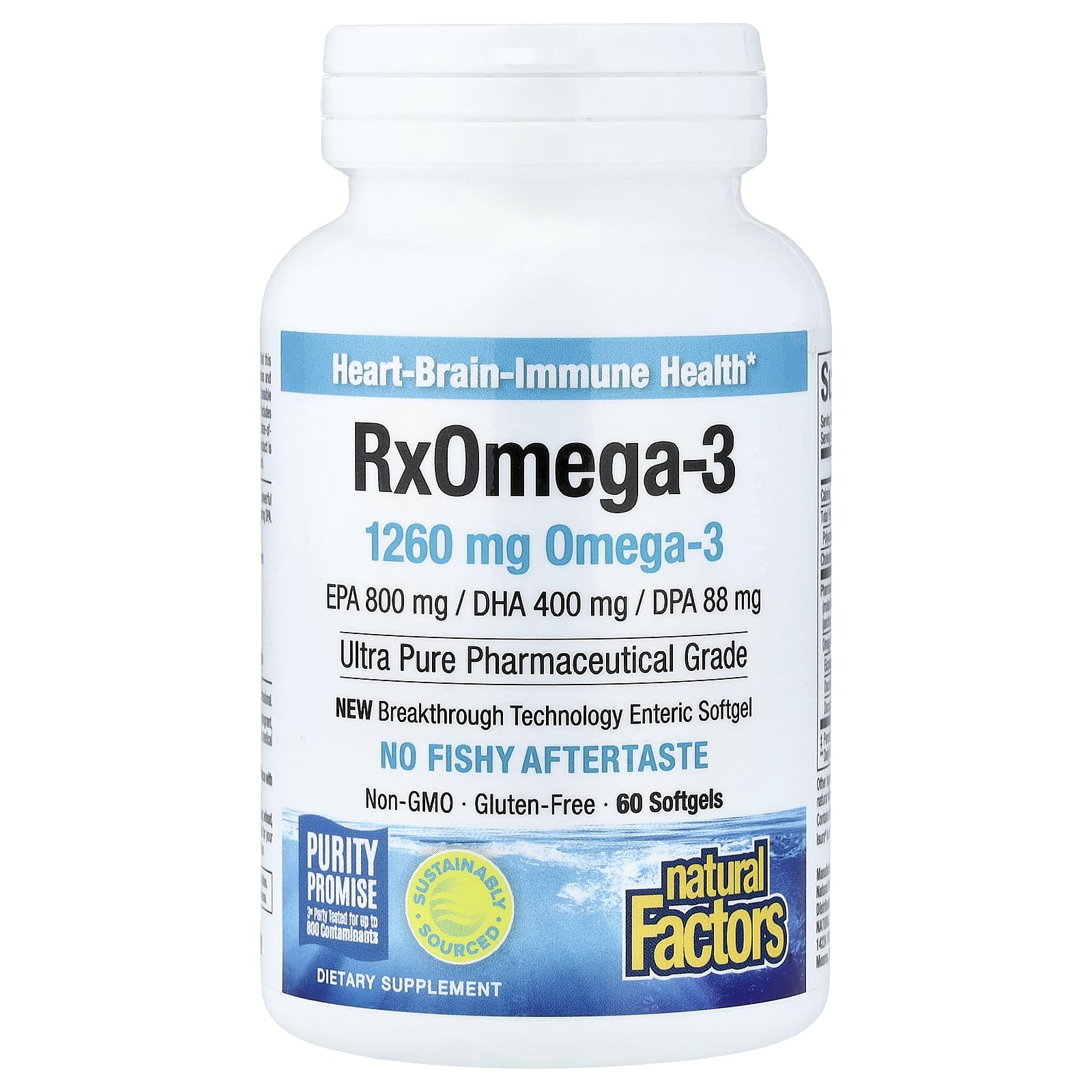 Омега-3 RxOmega Natural Factors RxOmega-3, 630 мг, 60 мягких капсул
