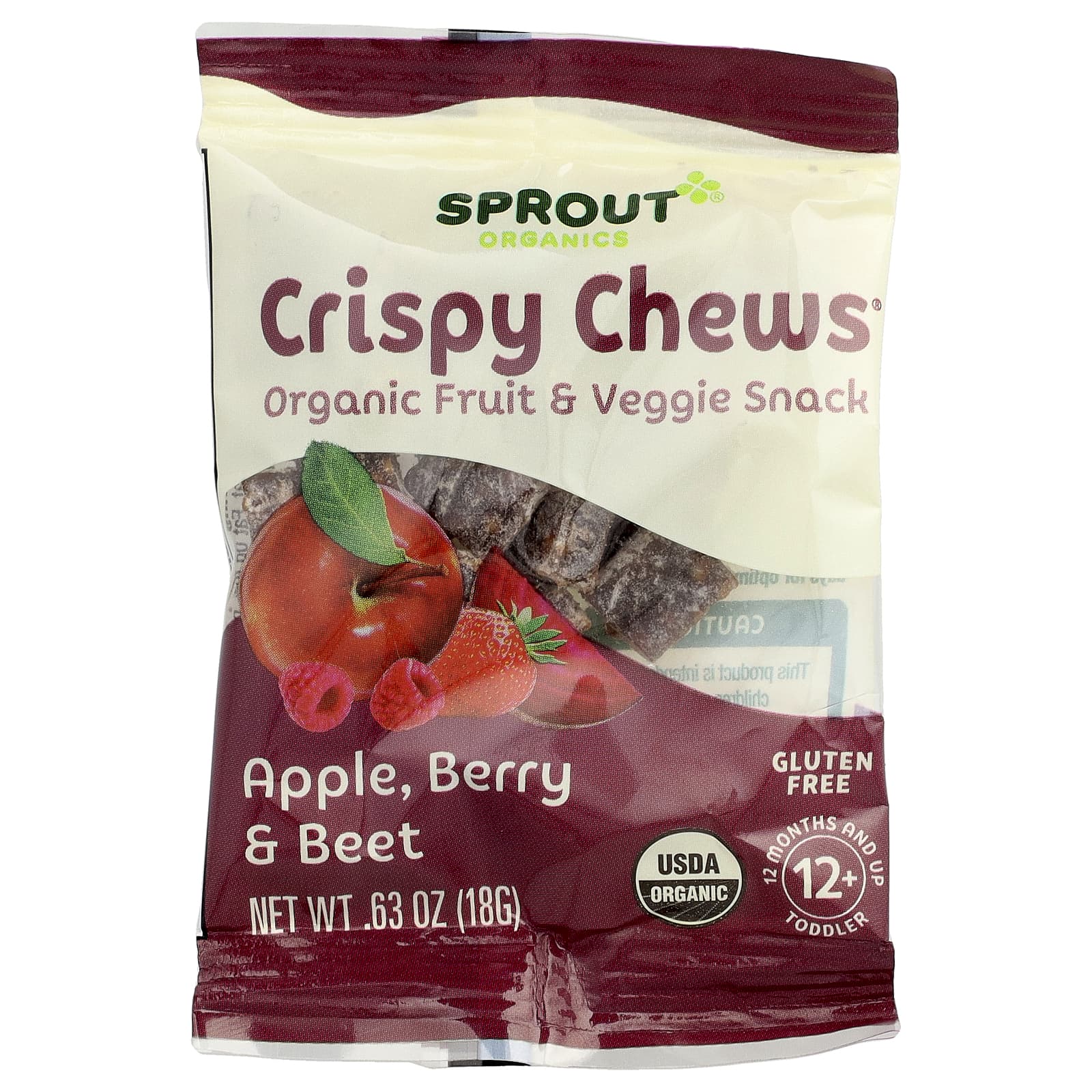 Снек Sprout Organics Crispy Chews® Organic Fruit & Veggie Apple Berry & Beet 5 Packets, оттенок 12 Months, 18 г, саше — фото 3