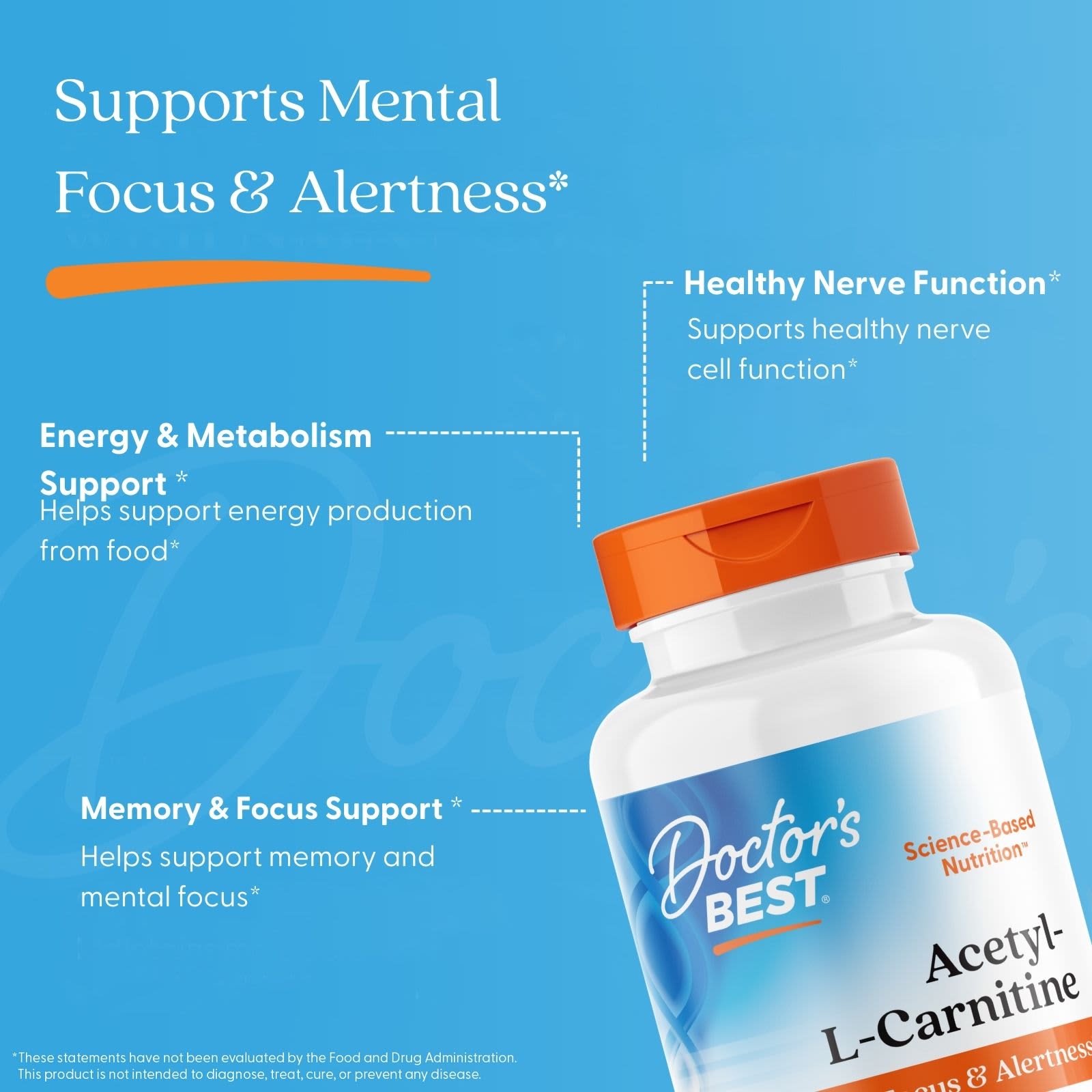 Ацетил-L-карнитин Doctor's Best Acetyl-L-Carnitine, 500 мг, 120 растительных капсул — фото 5