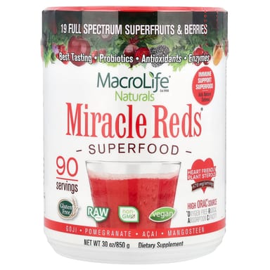Гранат Macrolife Naturals Miracle Reds® Superfood Goji Acai, вкус Mangosteen, 850 г