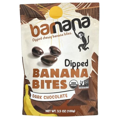Темный шоколад Barnana Dipped Chewy Banana Bites, вкус Dark Chocolate, 100 г