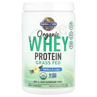 Сывороточный протеин Garden of Life Organic Grass-Fed, вкус Vanilla, 378 г
