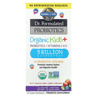 Пробиотик Garden of Life Dr. Formulated Organic Vitamins C & D Tasty Organic Berry Cherry 30 Yummy Chewables