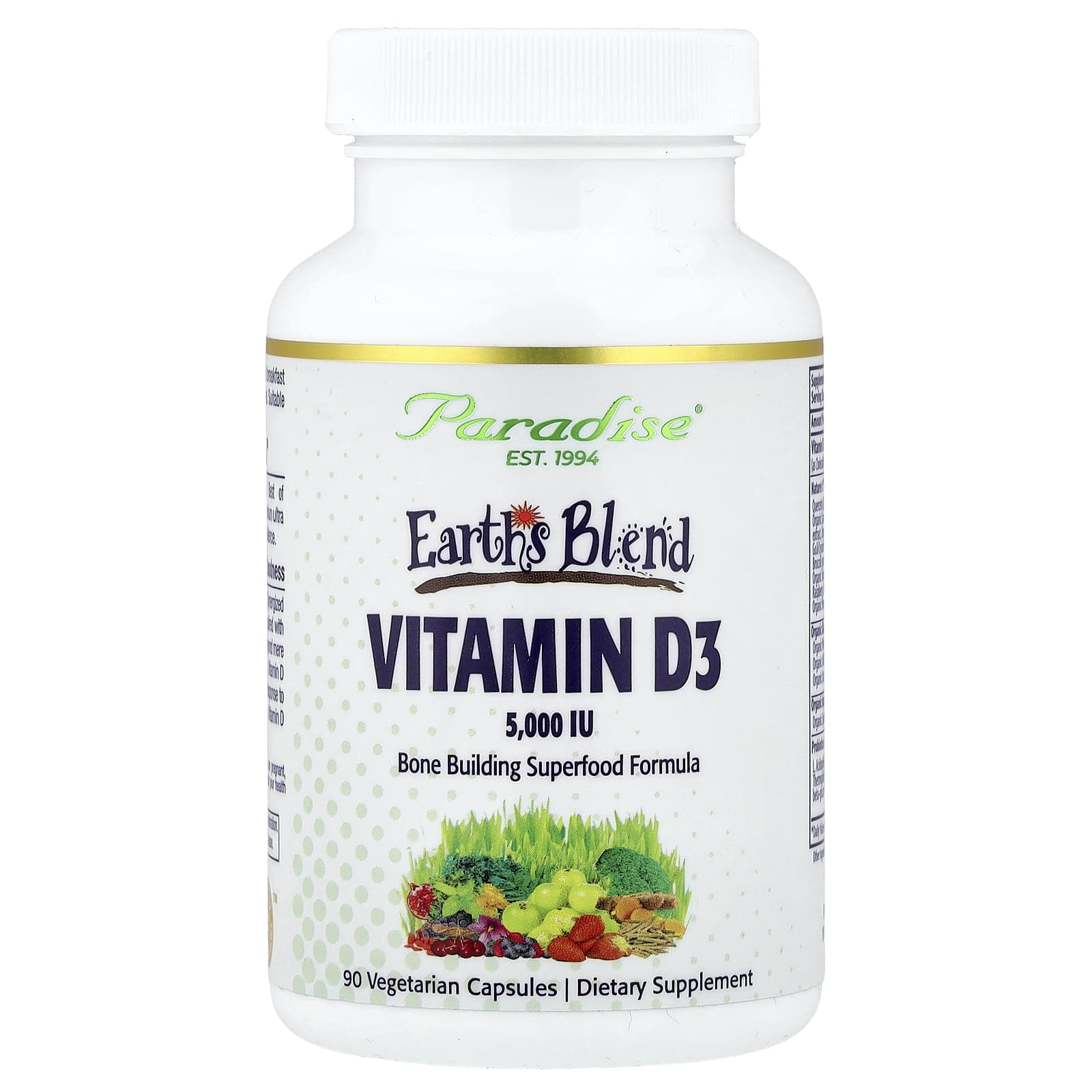 Витамин D3 Paradise Herbs Earth's Blend, 90 растительных капсул