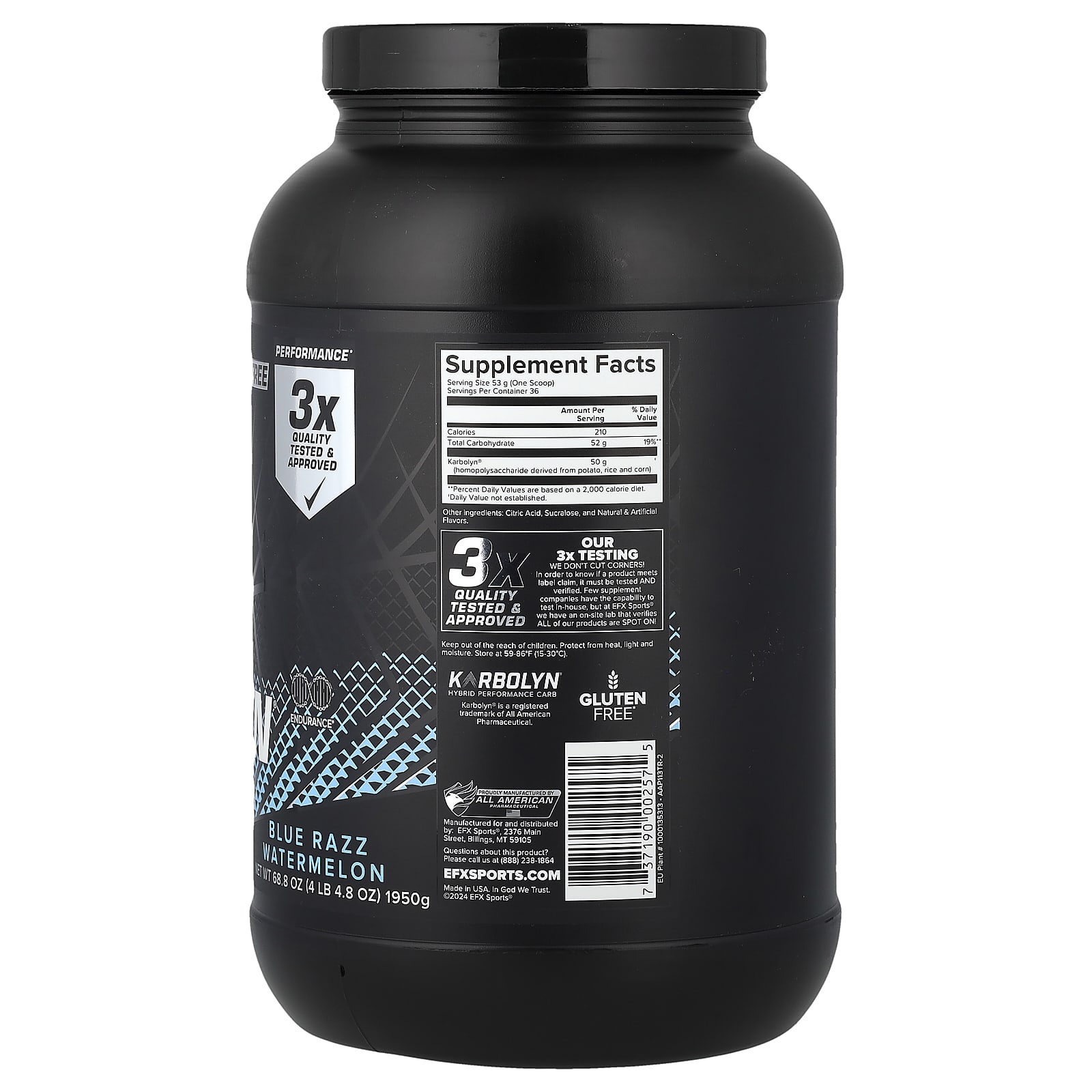 Углеводный комплекс Karbolyn EFX Sports Pure Fuel® Blue Razz Watermelon, 1950 г — фото 2