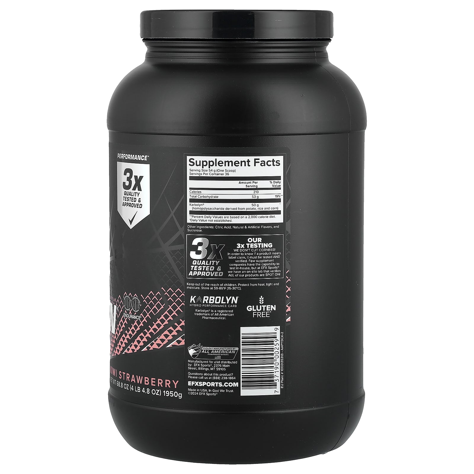 Углеводный комплекс Karbolyn EFX Sports Karbolyn® Fuel, вкус Kiwi Strawberry, 1950 г — фото 2