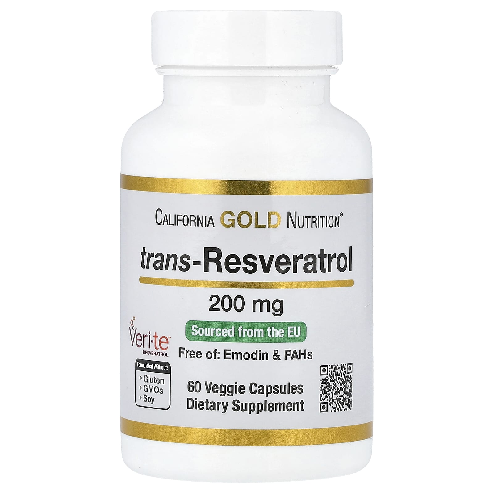 Ресвератрол California Gold Nutrition trans-, 200 мг, 60 растительных капсул — фото 2