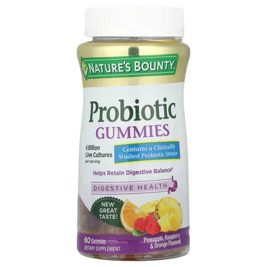 Фото товара: Пробиотик Nature's Bounty Gummies Pineapple Raspberry & Orange, вкус «ананас», Raspberry & Orange, 60 жевательных пастилок