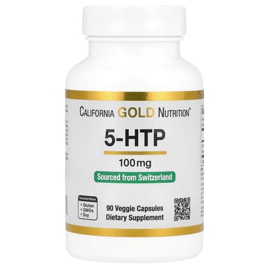 5-HTP California Gold Nutrition 5-HTP Mood Support Griffonia Simplicifolia Extract from Switzerland, 100 мг, 90 растительных капсул