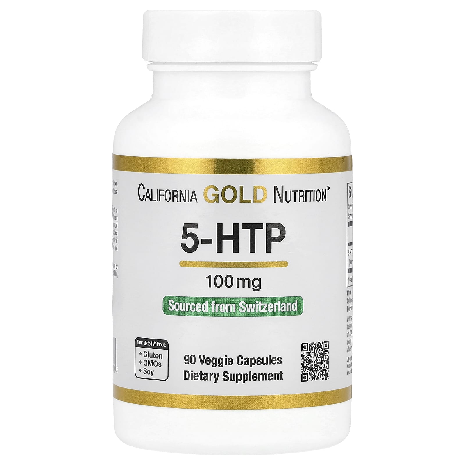 5-HTP California Gold Nutrition 5-HTP Mood Support Griffonia Simplicifolia Extract from Switzerland, 100 мг, 90 растительных капсул — фото 2