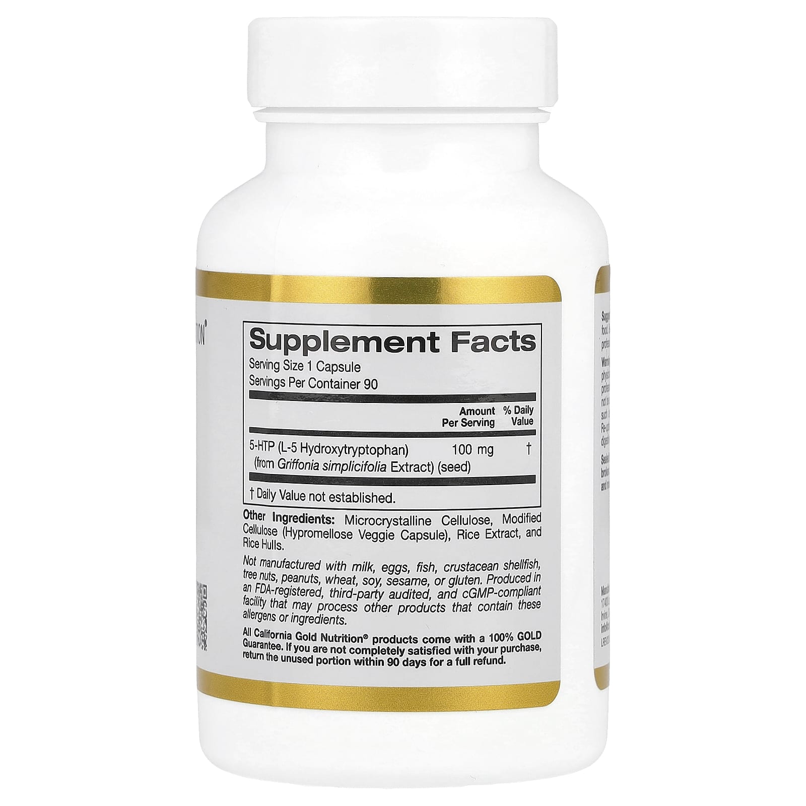 5-HTP California Gold Nutrition 5-HTP Mood Support Griffonia Simplicifolia Extract from Switzerland, 100 мг, 90 растительных капсул — фото 3