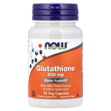 Альфа-липоевая кислота NOW Foods Glutathione With Milk Thistle Extract &, 30 растительных капсул