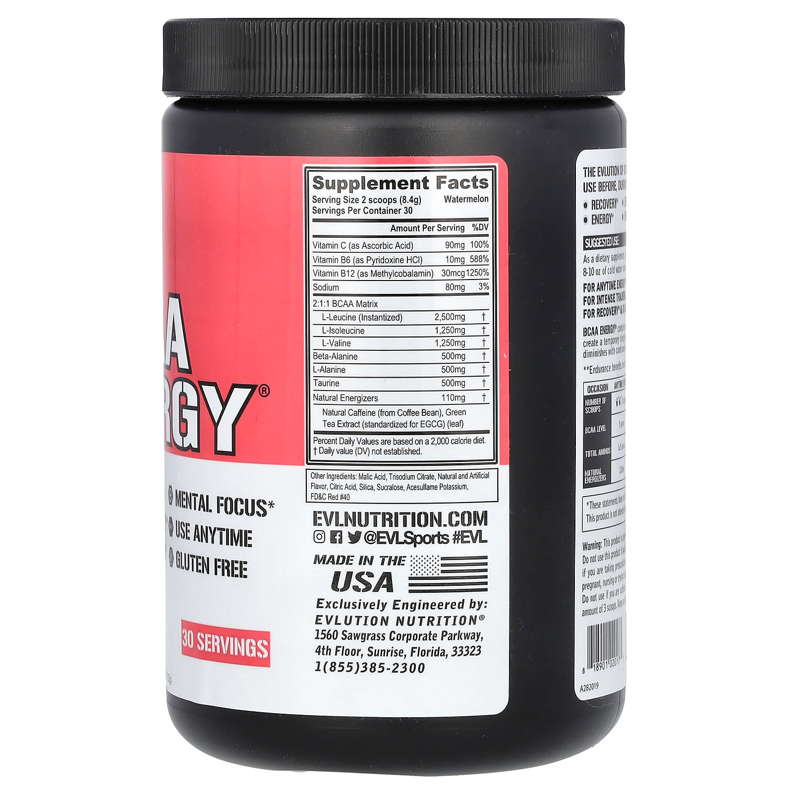 BCAA EVLution Nutrition Energy®, оттенок Watermelon, 252 г — фото 2