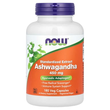 Ашваганда NOW Foods Standardized Extract, 450 мг, 180 растительных капсул