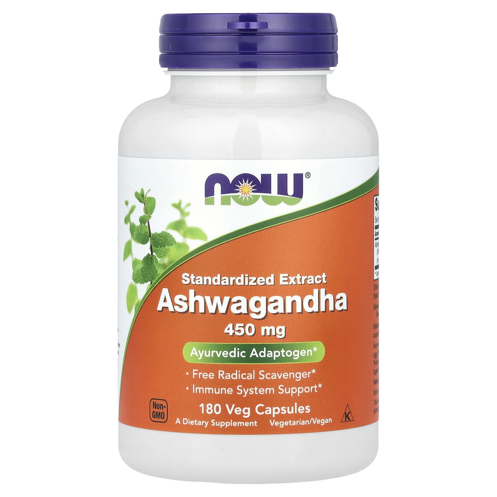 Ашваганда NOW Foods Standardized Extract, 450 мг, 180 растительных капсул