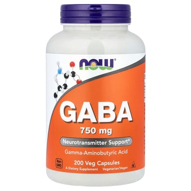ГАМК NOW Foods, 750 мг, 200 растительных капсул