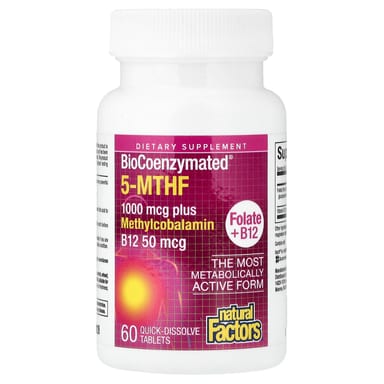 Фолат Natural Factors BioCoenzymated® B12 60 Quick-Dissolve Tablets, таблетки