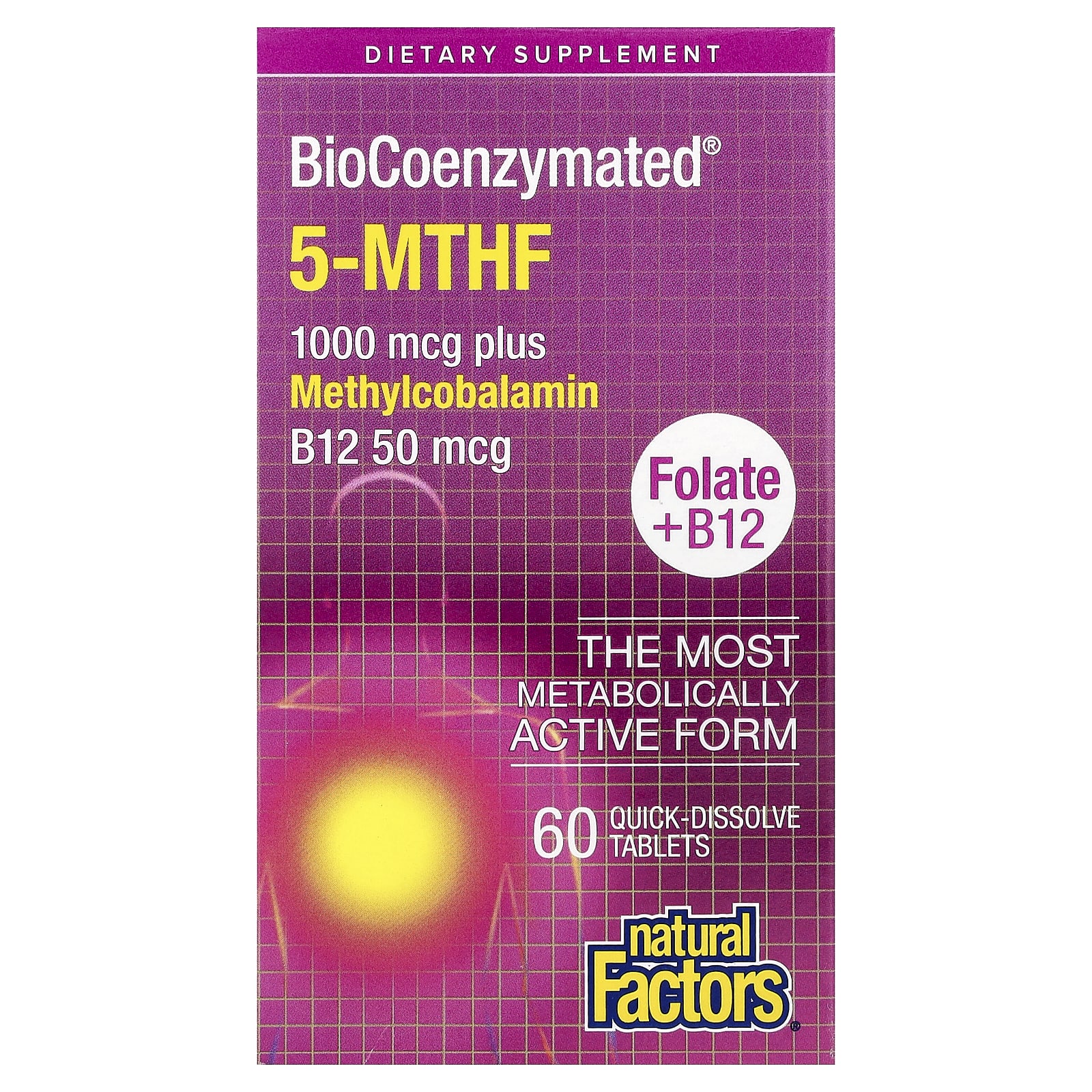 Фолат Natural Factors BioCoenzymated® B12 60 Quick-Dissolve Tablets, таблетки — фото 2