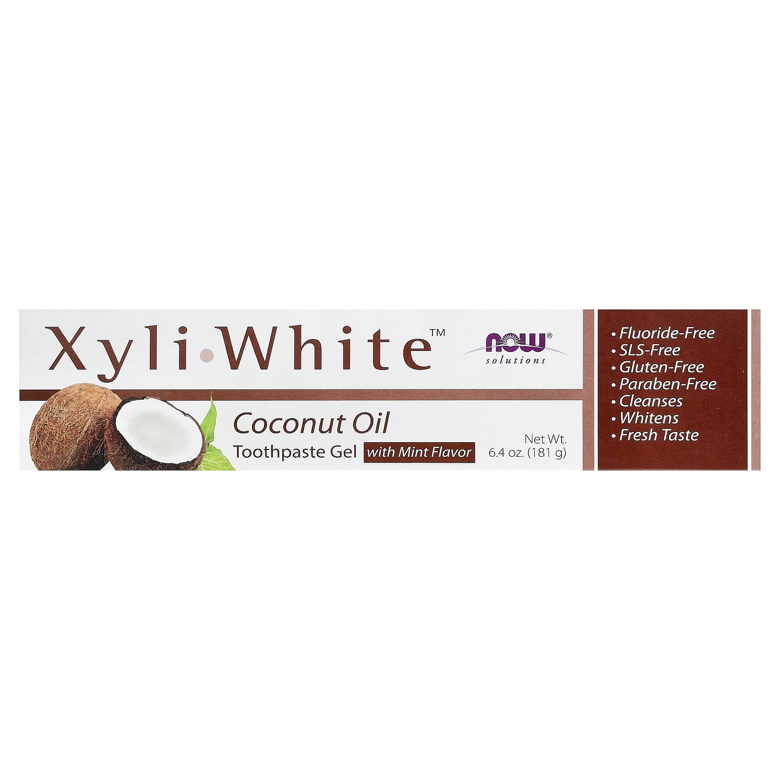 Кокосовое масло NOW Foods Solutions XyliWhite™ Toothpaste Gel Mint, вкус Coconut Oil, Mint, 181 г, гель — фото 2