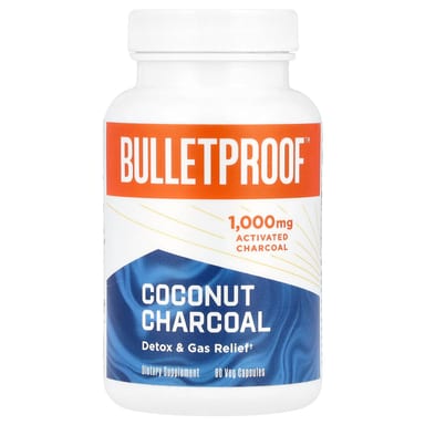 Кокосовый уголь BulletProof, 90 вегетарианских капсул (500 мг на капсулу)