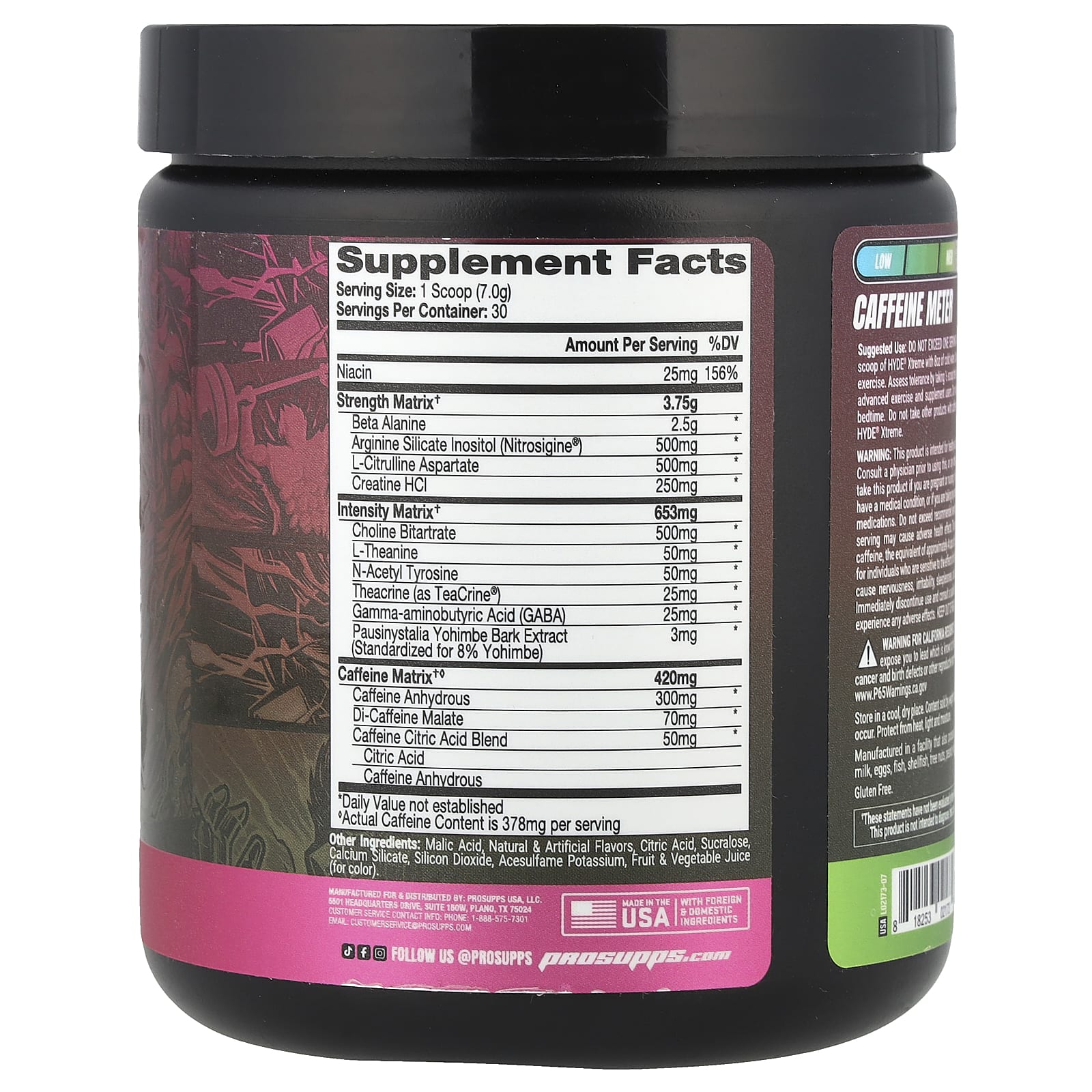 Предтренировочный комплекс ProSupps Hyde Xtreme® Hard-Hitting Energy, оттенок Watermelon, 210 г — фото 2