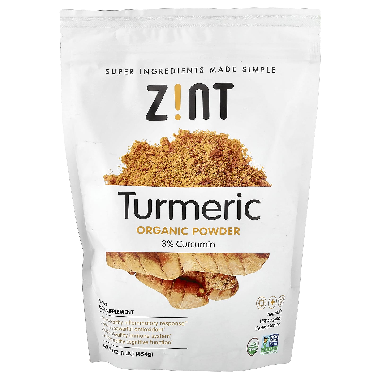 Куркума Zint Organic Powder, 454 г, порошок