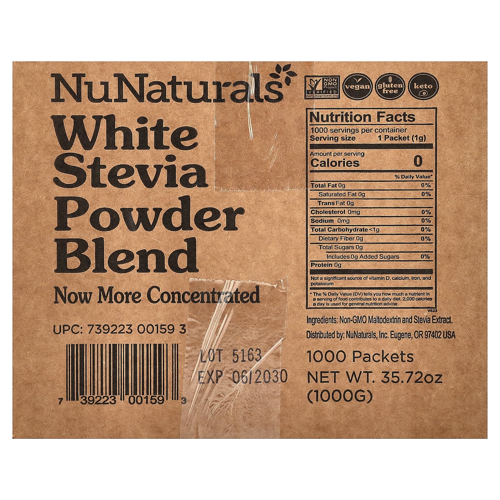 Стевия NuNaturals NuStevia White Powder 1, оттенок 000 Packets, 1000 г, саше — фото 2