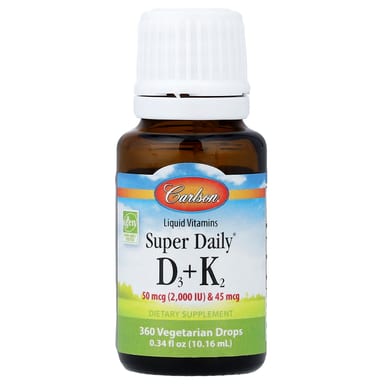 Витамин D3 Carlson Super Daily® K2, 50 мкг (2000 МЕ), 45 мкг, 10.16 мл