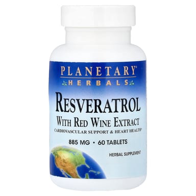Ресвератрол Planetary Herbals With Red Wine Extract, 60 таблеток