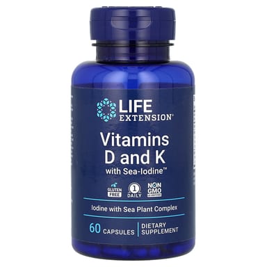 Витамины Life Extension D and K with Sea-Iodine, 60 капсул