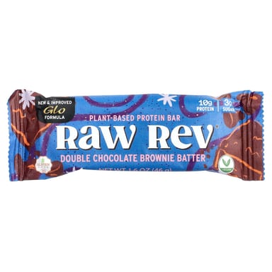 Протеиновый батончик Raw Rev Plant-Based, вкус Double Chocolate Brownie Batter, 46 г, 12 шт.