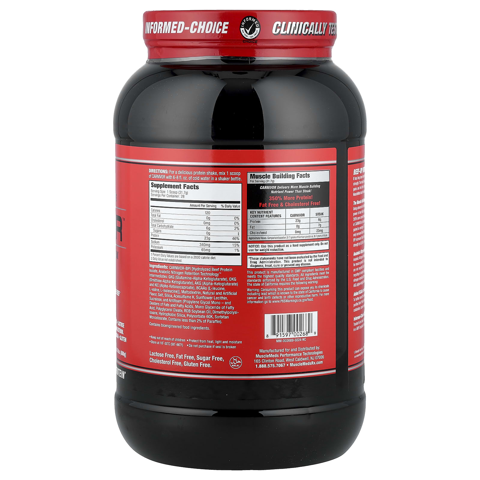 Протеин MuscleMeds Carnivor™ Hydrolyzed Beef Isolate, вкус Vanilla Caramel, 888 г — фото 2