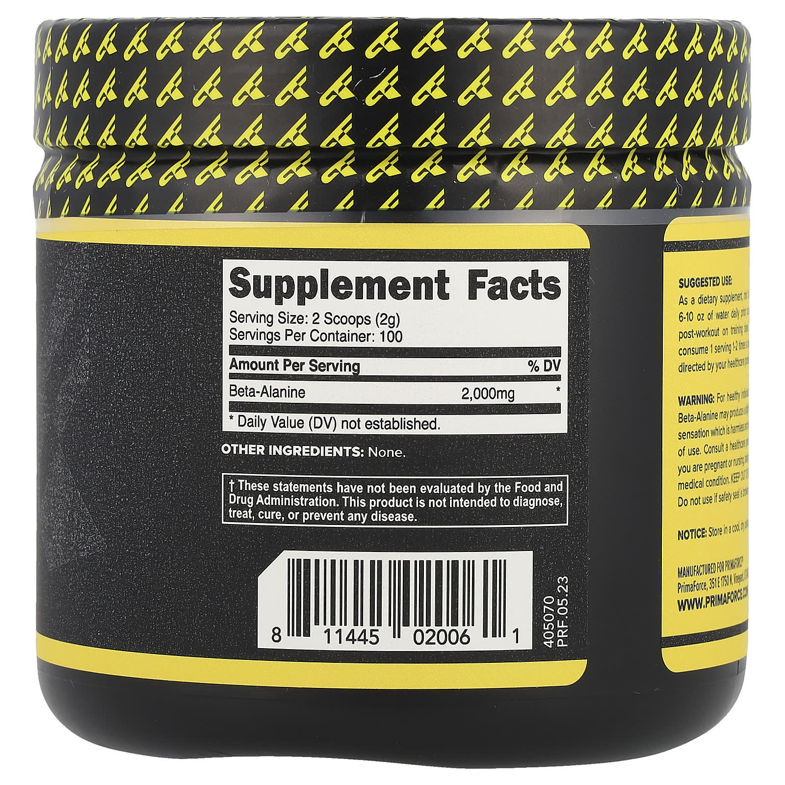 Бета-аланин Primaforce Beta-Alanine, без вкуса, 200 г — фото 2