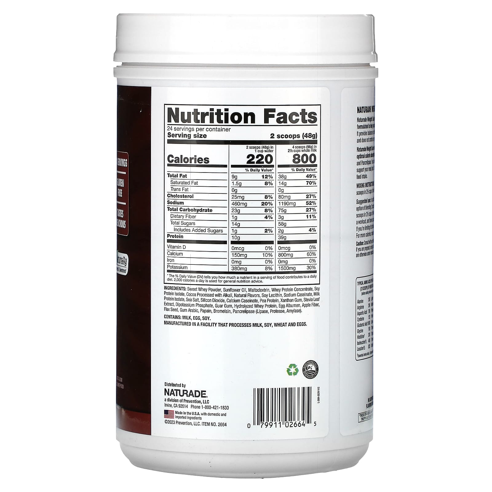 Шоколад Naturade Weight Gain, вкус Chocolate, 1.2 кг — фото 2