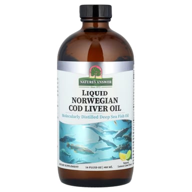 Масло печени трески Nature's Answer Liquid Norwegian, вкус Natural Lemon-Lime, 480 мл, жидкая форма