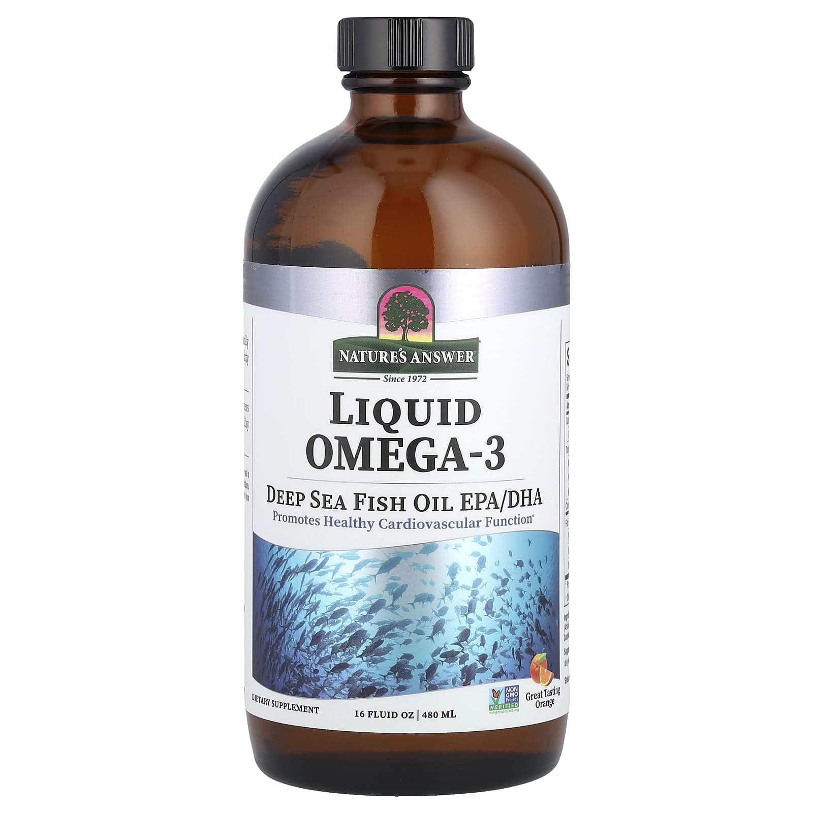 Рыбий жир Nature's Answer Liquid Omega-3 Deep Sea EPA/DHA, вкус Orange, 480 мл, жидкая форма