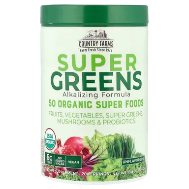 Фото товара: Комплекс Country Farms Super Greens Alkalizing, без вкуса, 300 г