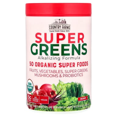 Комплекс Country Farms Super Greens Alkalizing, вкус Berry, 300 г