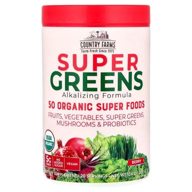 Фото товара: Комплекс Country Farms Super Greens Alkalizing, вкус «ягоды», 300 г