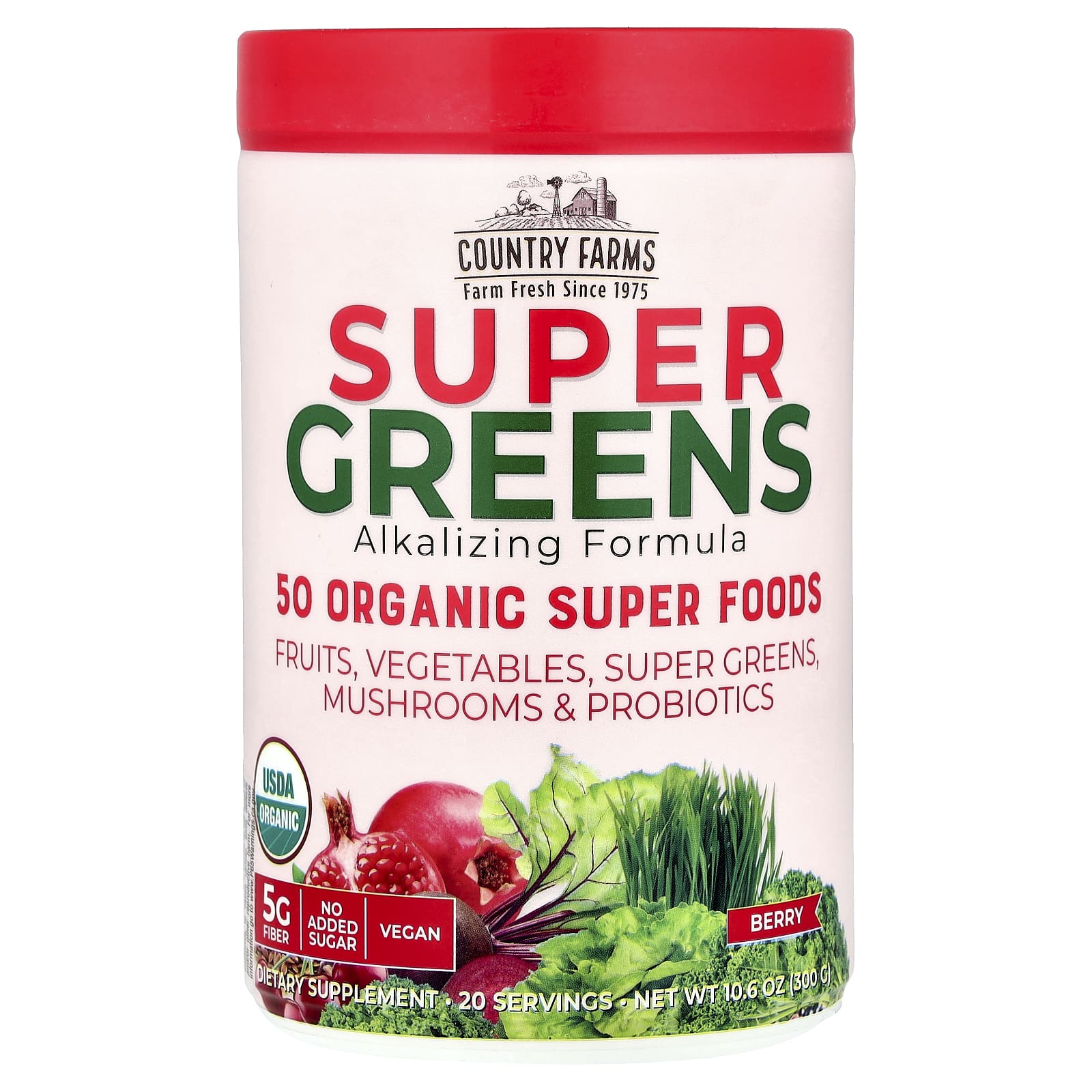 Комплекс Country Farms Super Greens Alkalizing, вкус Berry, 300 г