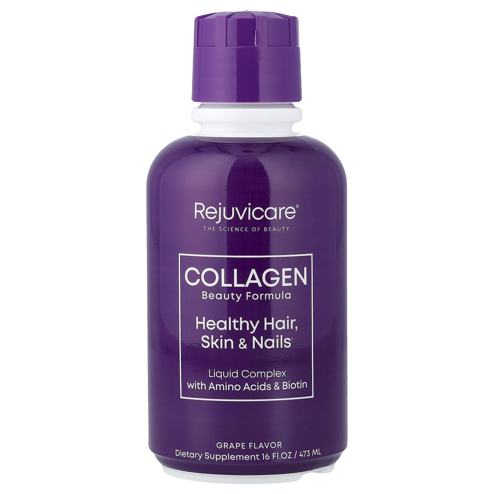 Аминокислота Rejuvicare Collagen Beauty Formula Liquid Complex With & Biotin, вкус Grape, 473 мл, жидкая форма