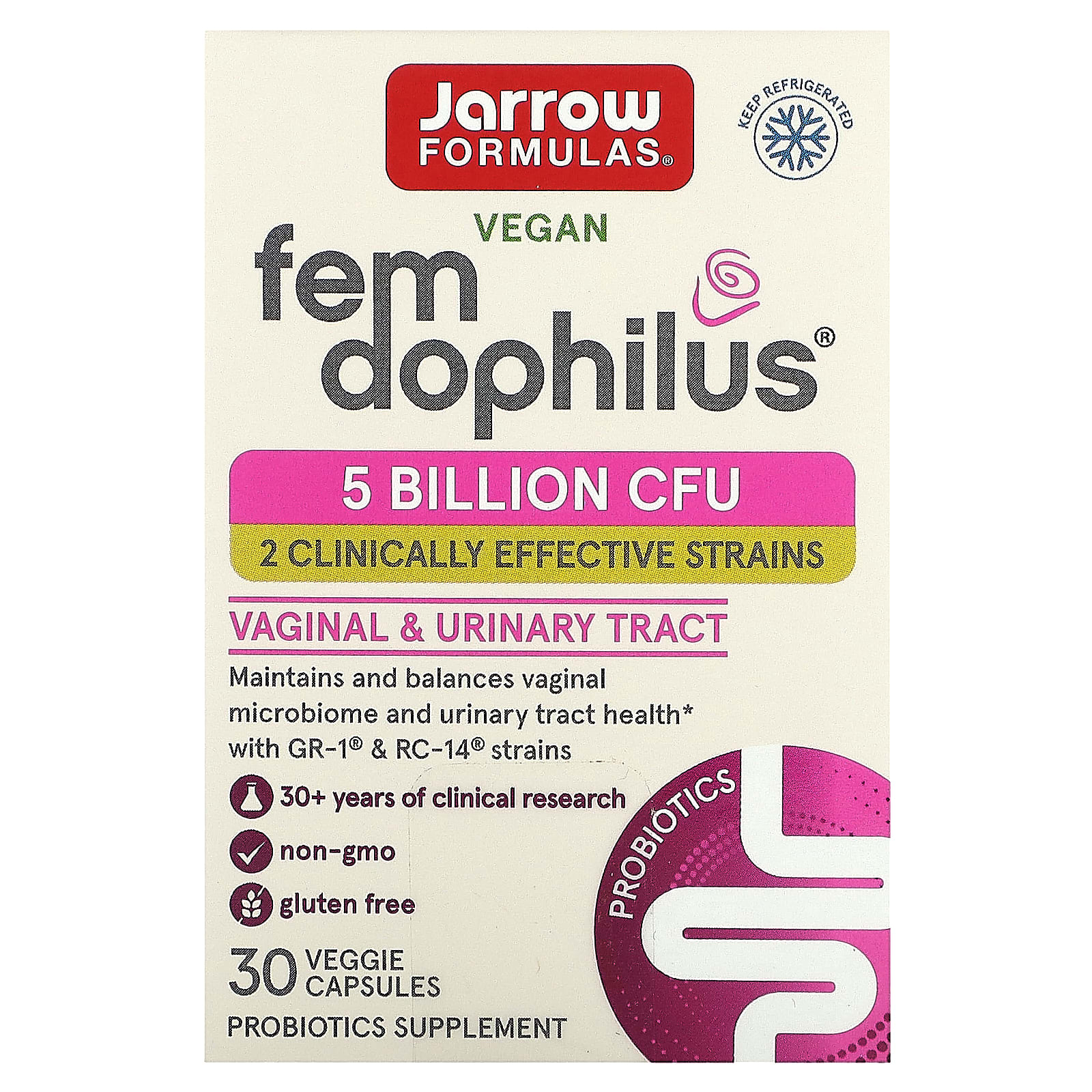 Пробиотик Jarrow Formulas Vegan Fem, 5 млрд КОЕ, 30 растительных капсул — фото 2