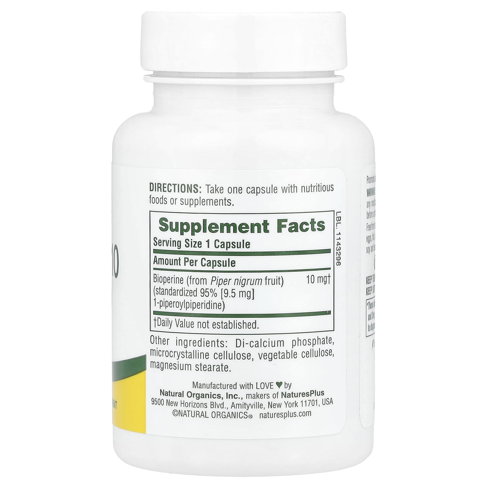 BioPerine (экстракт чёрного перца) NaturesPlus 10, 10 мг, 90 капсул — фото 2