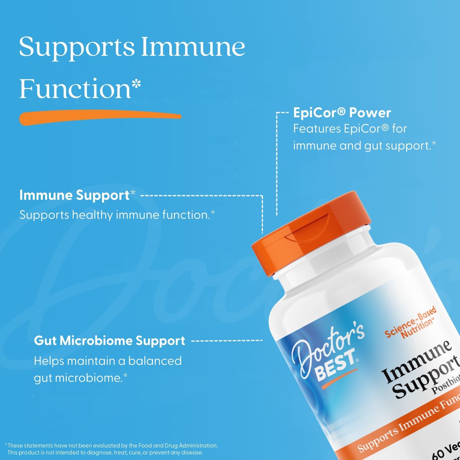 Поддержка иммунитета Doctor's Best Immune Postbiotic, 500 мг, 60 растительных капсул — фото 5