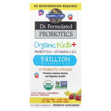 Фото товара: Пробиотик Garden of Life Dr. Formulated Organic Chewables Tasty Organic Strawberry Banana 30 Yummy Chewables