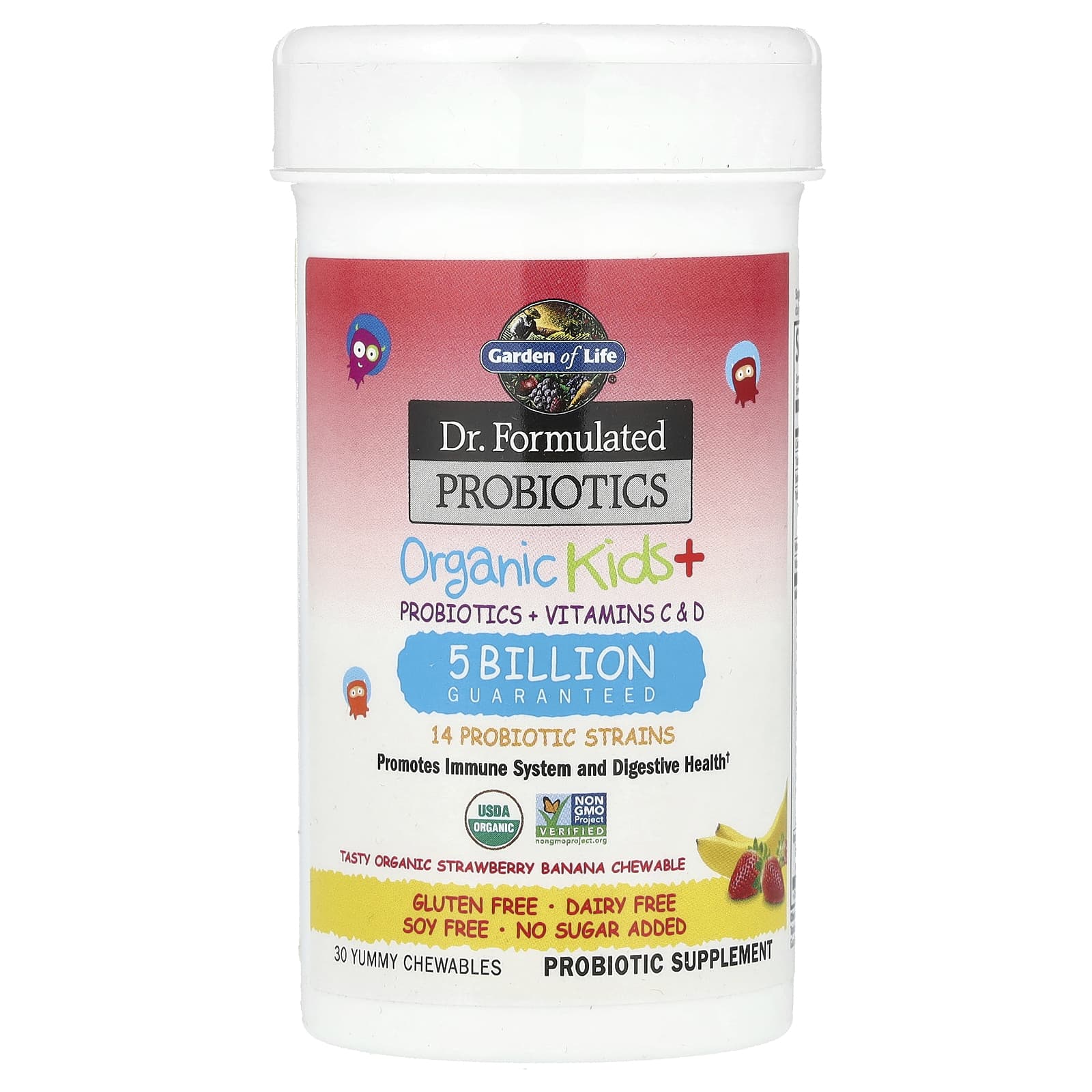 Пробиотик Garden of Life Dr. Formulated Organic Chewables Tasty Organic Strawberry Banana 30 Yummy Chewables — фото 3